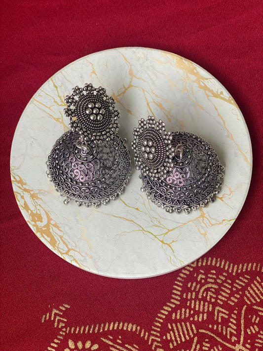 TANUSHREE black metal (oxidised) jhumka - HOUSE OF SAANVI